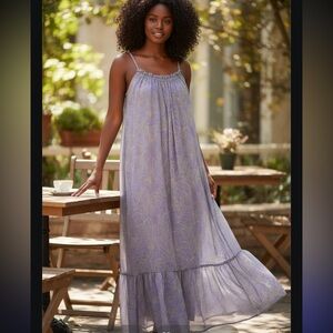 Sleeveless Lavender Floral Maxi Dress